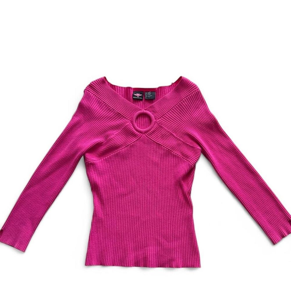 Pink ribbed knit long sleeve top Size M